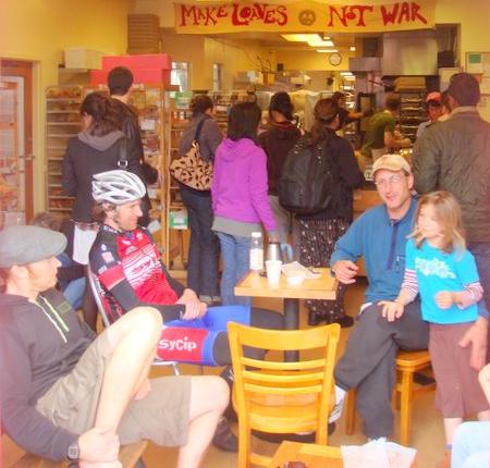 Customers inside one of the Arizmendi Bakeries.