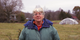 Pam Dawling at the Twin Oaks Intentional Community farm.