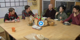 Qumbya Housing Co-op members around the dinner table.